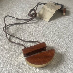 Wood and Brass Pendant Necklace